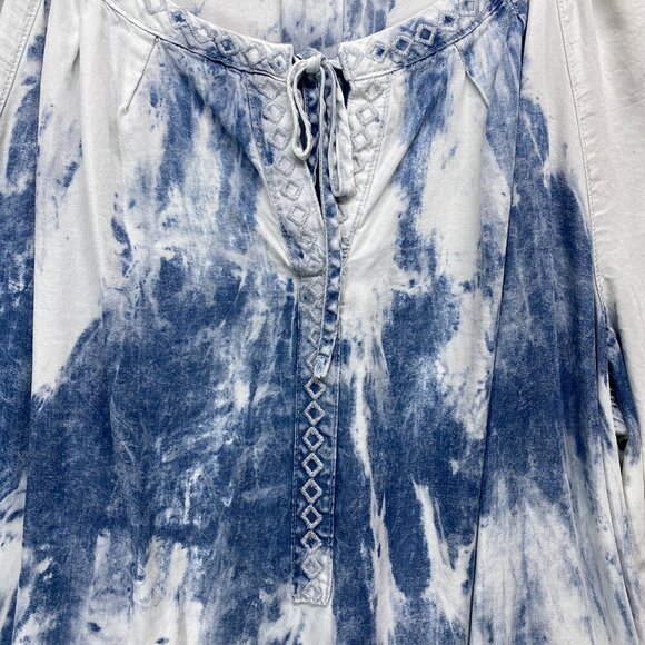 Vintage America Blues Shirt Womens XL Tye Dye Western Boho Flowy Lyocell Soft - Picture 2 of 9